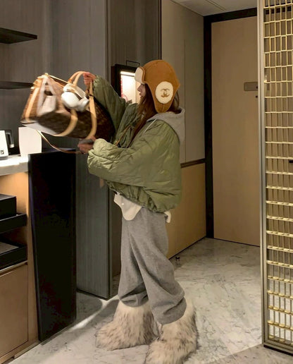 Mon. CORTIS韓團感休閒飛行保暖外套 軍綠/咖棕