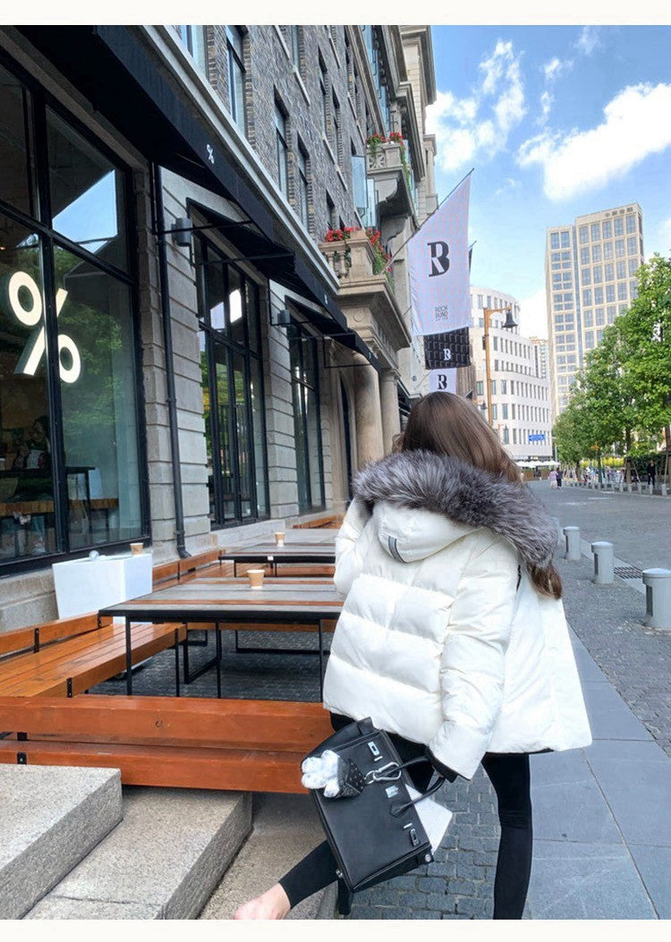 Tue. 軟chao大毛領吐司羽絨外套 白