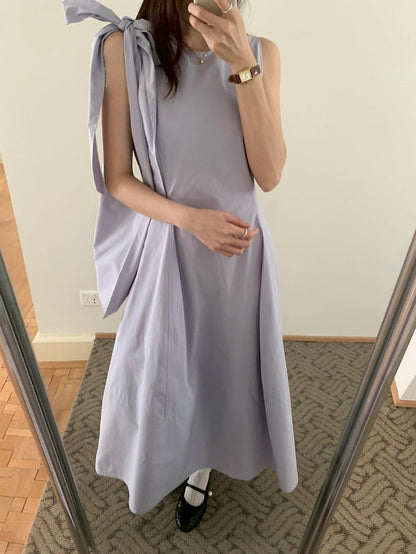 Mon. 立體剪裁襯衫布高級背心裙（配包包）紫