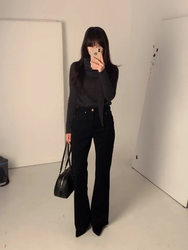 Mon. 氣質疊穿圍巾領百搭針織衫 米白/深灰