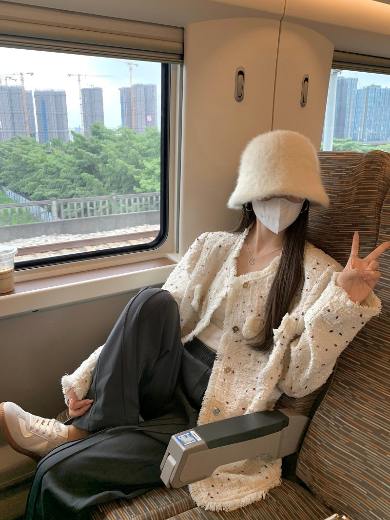 Sun. 編織鬚邊彩片小香外套