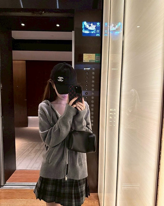 Fri. 韓系私服！多穿百搭H型連帽針織外套 灰/卡其