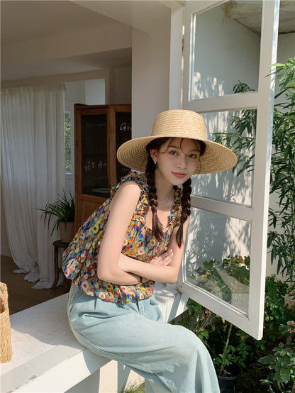 Thu. 油畫小碎花無袖上衣