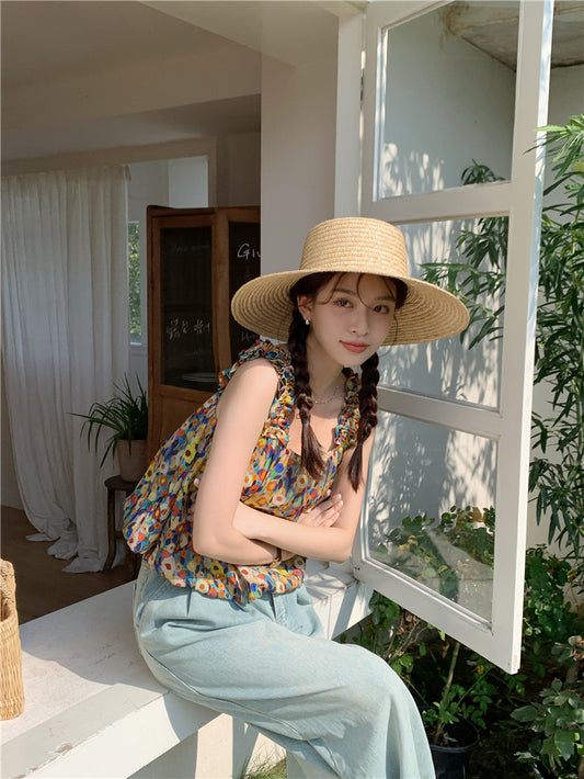 Thu. 油畫小碎花無袖上衣