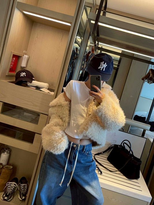 Fri. 歐美加厚保暖毛毛絨口袋外套