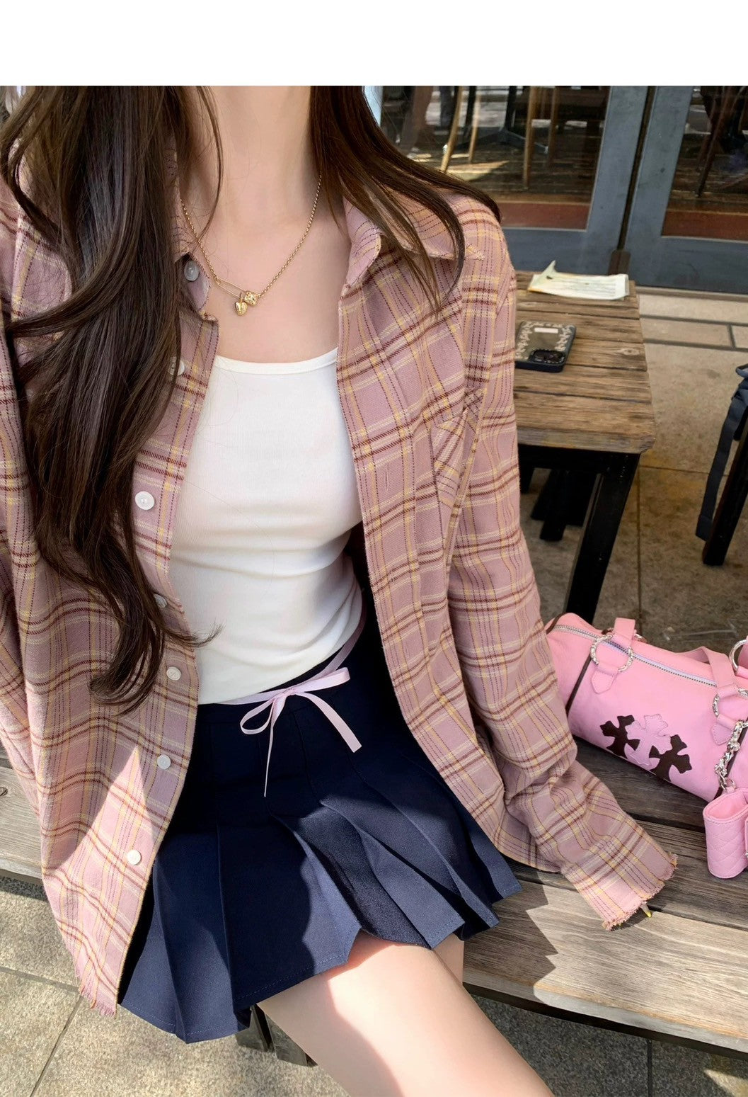 Fri. 藏青蝴蝶結少女 抓皺抹胸百褶裙套裝