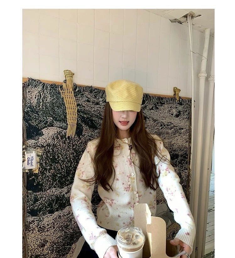 Thu. 花束日報 小眾碎花針織外套