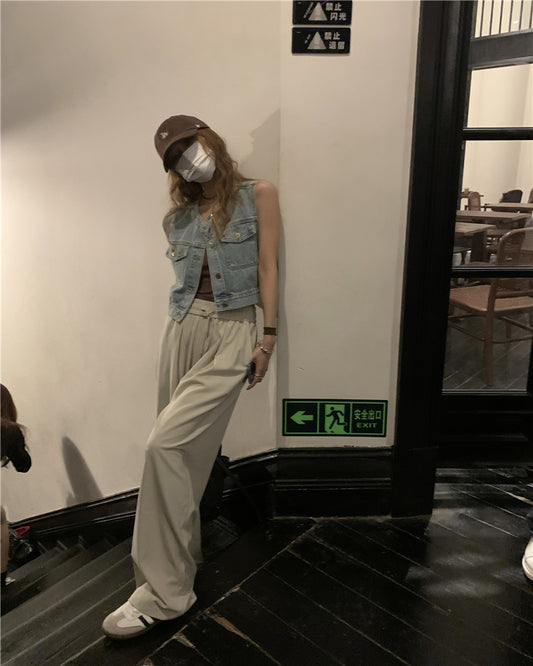 Wed. 復古丹寧短版背心