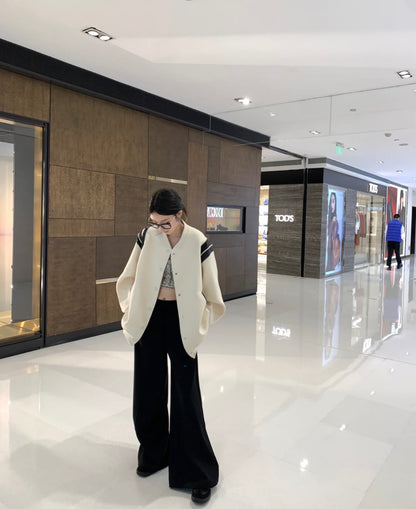 Fri. Oversize重工拼色棒球外套 2版設計 白