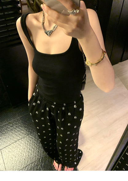 Mon. 超舒服 字母a印花落地褲