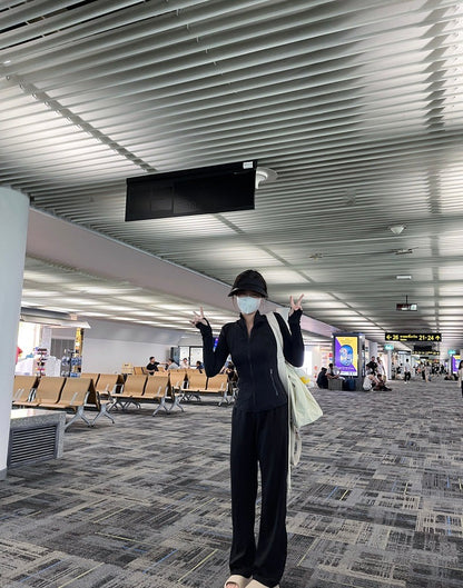 Mon. 顯瘦高彈力瑜伽外套 黑