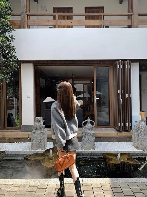 Sat. JOY快樂學院 純色棒球外套 灰