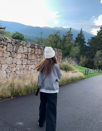 Sat. JOY快樂學院 純色棒球外套 灰