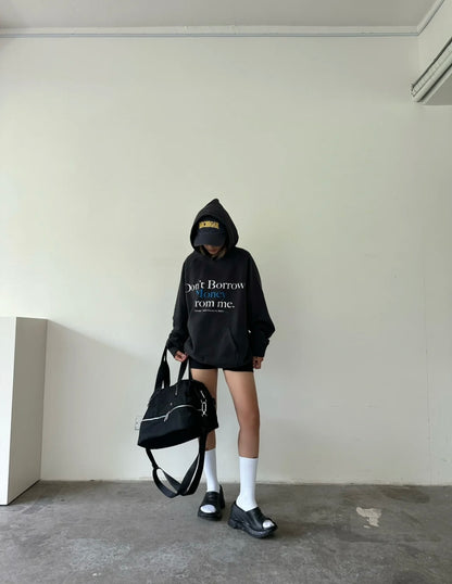 Tue. 惡搞標語美式連帽上衣 灰