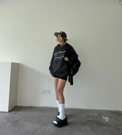 Tue. 惡搞標語美式連帽上衣 灰