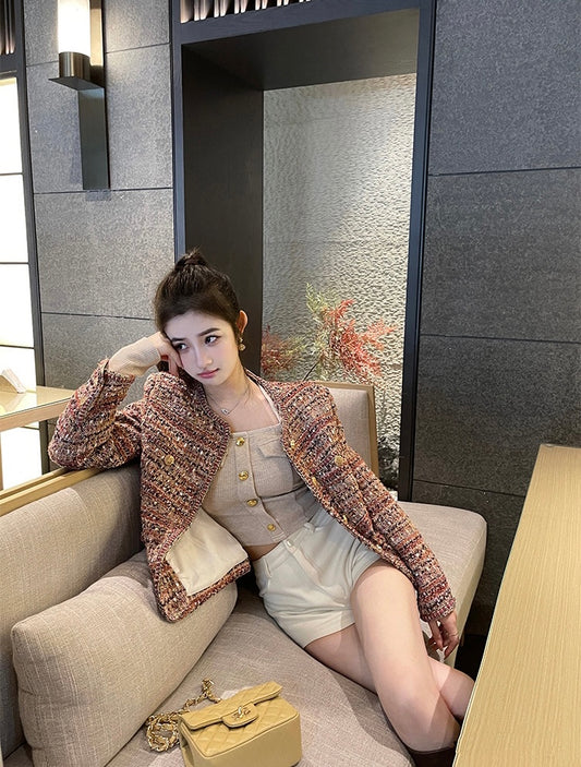 Wed. 極致鉤系 美鎖骨修身短上衣 杏