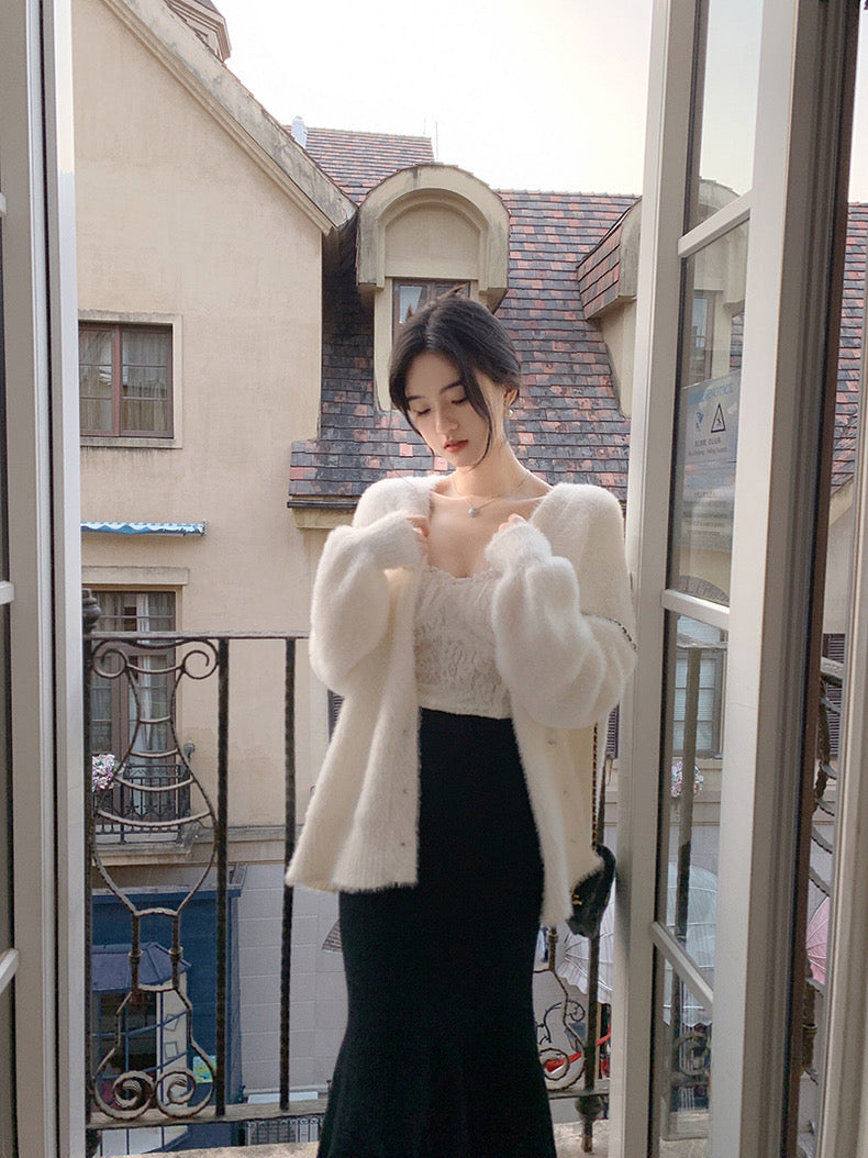 Mon. 氣質花瓣魚尾半身裙 /黑