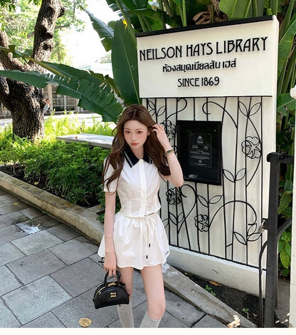 Set. 元英看秀miu套装 學院襯衫澎澎裙套裝