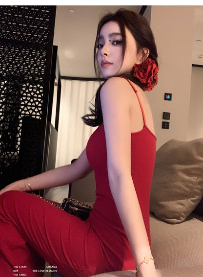 Thu. ''skims''超模紙片裙 吊帶可調結連身裙 紅