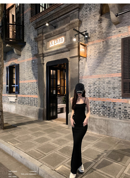 Thu. ''skims''超模紙片裙吊帶連身裙 黑