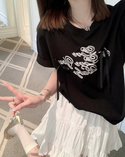 Sun. 百搭立體蝴蝶結圓領休閒上衣