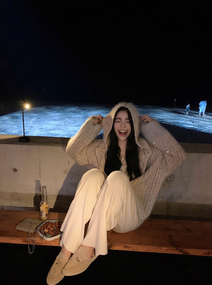 Mon. 落日星辰 漸變亮片針織外套