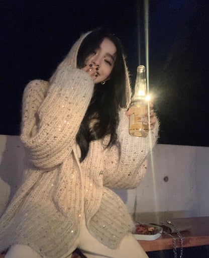 Mon. 落日星辰 漸變亮片針織外套