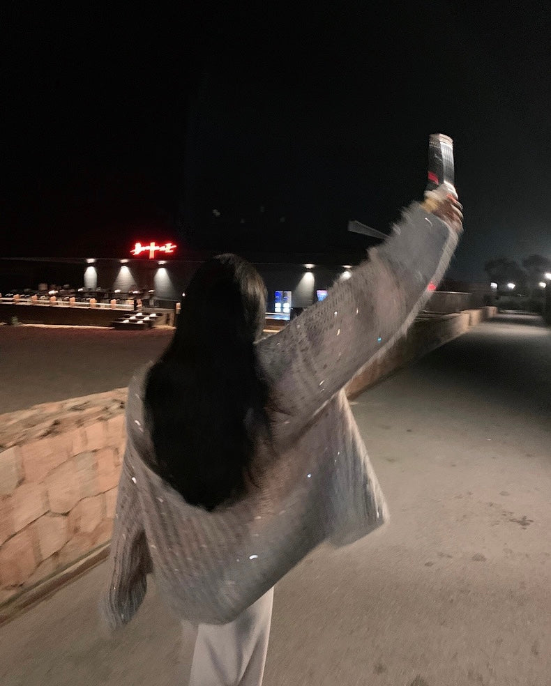 Mon. 落日星辰 漸變亮片針織外套