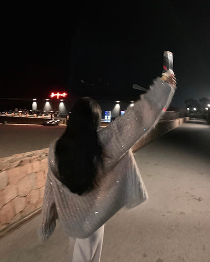 Mon. 落日星辰 漸變亮片針織外套