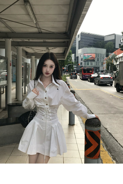 Sun. 西太后古著立體剪裁襯衫收腰連身裙