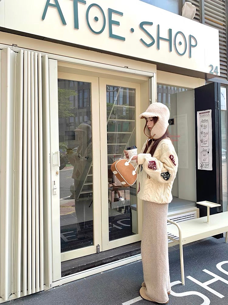 Sun. 復古糖霜餅乾 麻花粗針織上衣