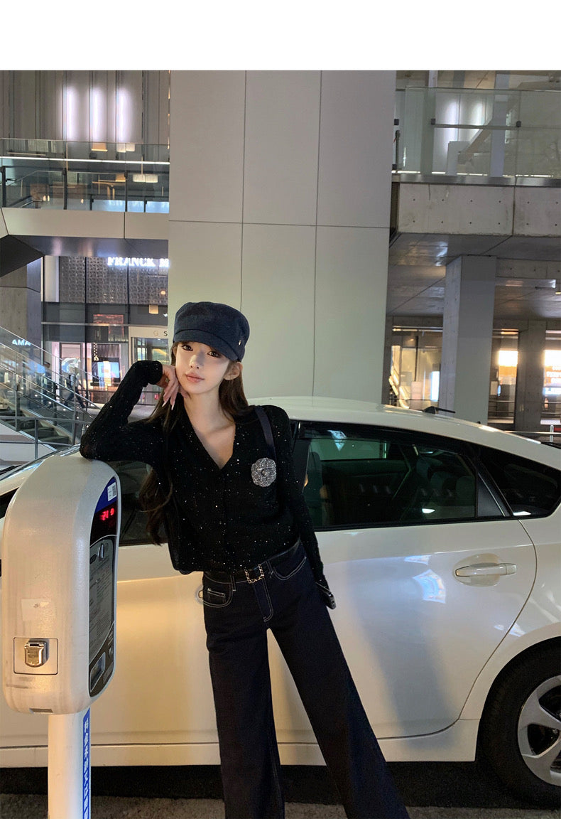 Mon. 自留 明線時髦原色牛仔直筒褲