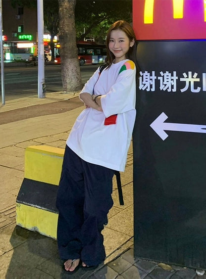 Mon. 彩虹針織拼接T恤