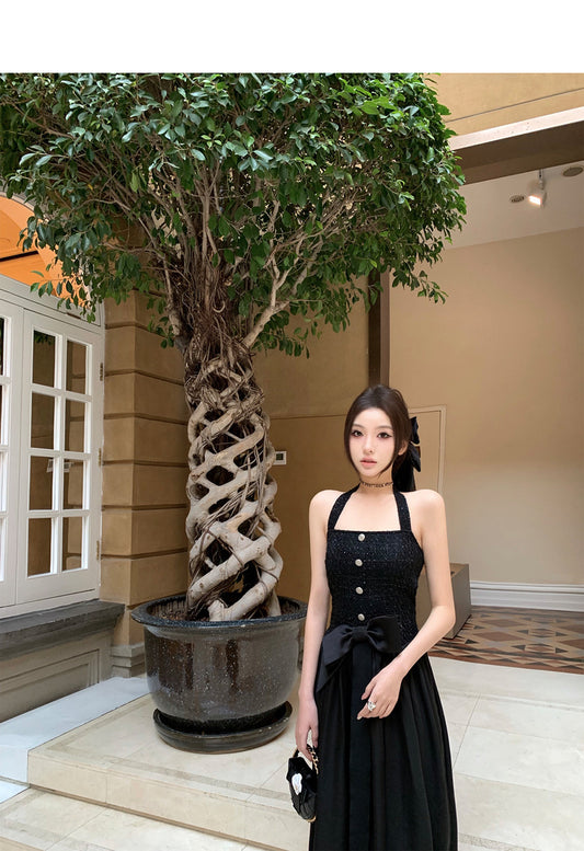 Sun. 巴黎歌劇院 氣質小香蝴蝶結美背連身洋裝