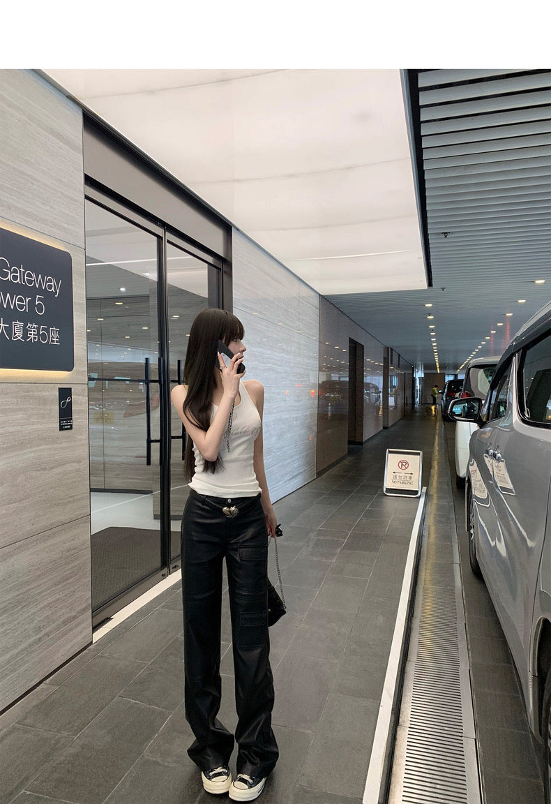 Fri. 辣妹閃鑽字母緊身顯瘦上衣 黑/白