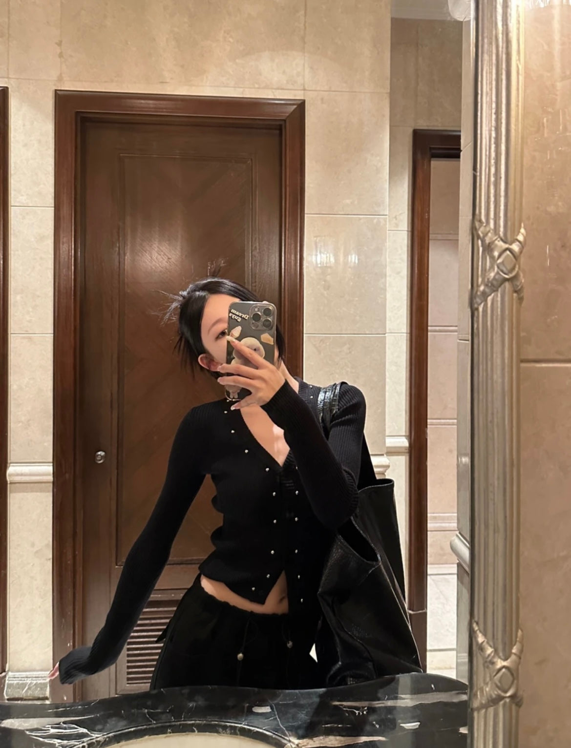 Mon. 無拘束 美式廓形兩穿工裝褲 黑