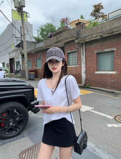 Mon. 美式lulu運動寬腰帶開叉瑜珈褲裙 黑