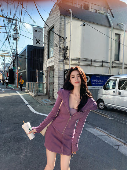 Sat. “Lulu Outfit輕氧套裝"立體修身剪裁空氣感休閒運動套裙裝 紫