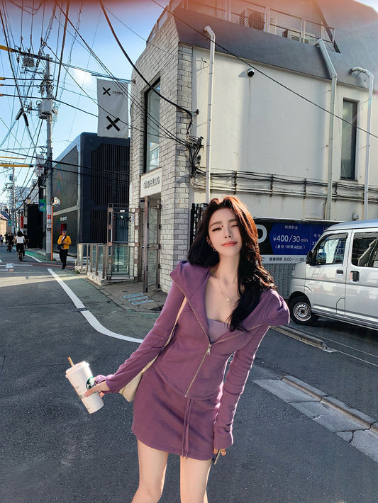 Sat. “Lulu Outfit輕氧套裝"立體修身剪裁空氣感休閒運動套裙裝 紫