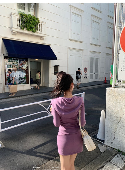 Sat. “Lulu Outfit輕氧套裝"立體修身剪裁空氣感休閒運動套裙裝 紫