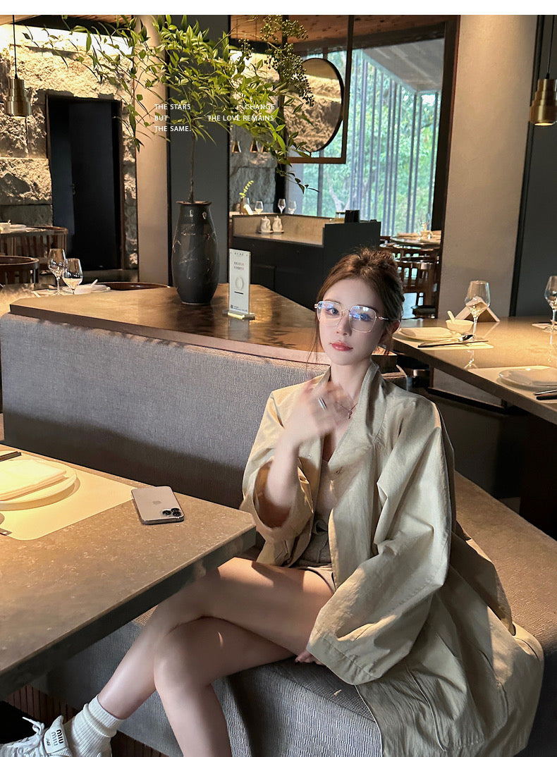 Sun. 韓國博主風衣 簡約氣質特柔棉風衣外套