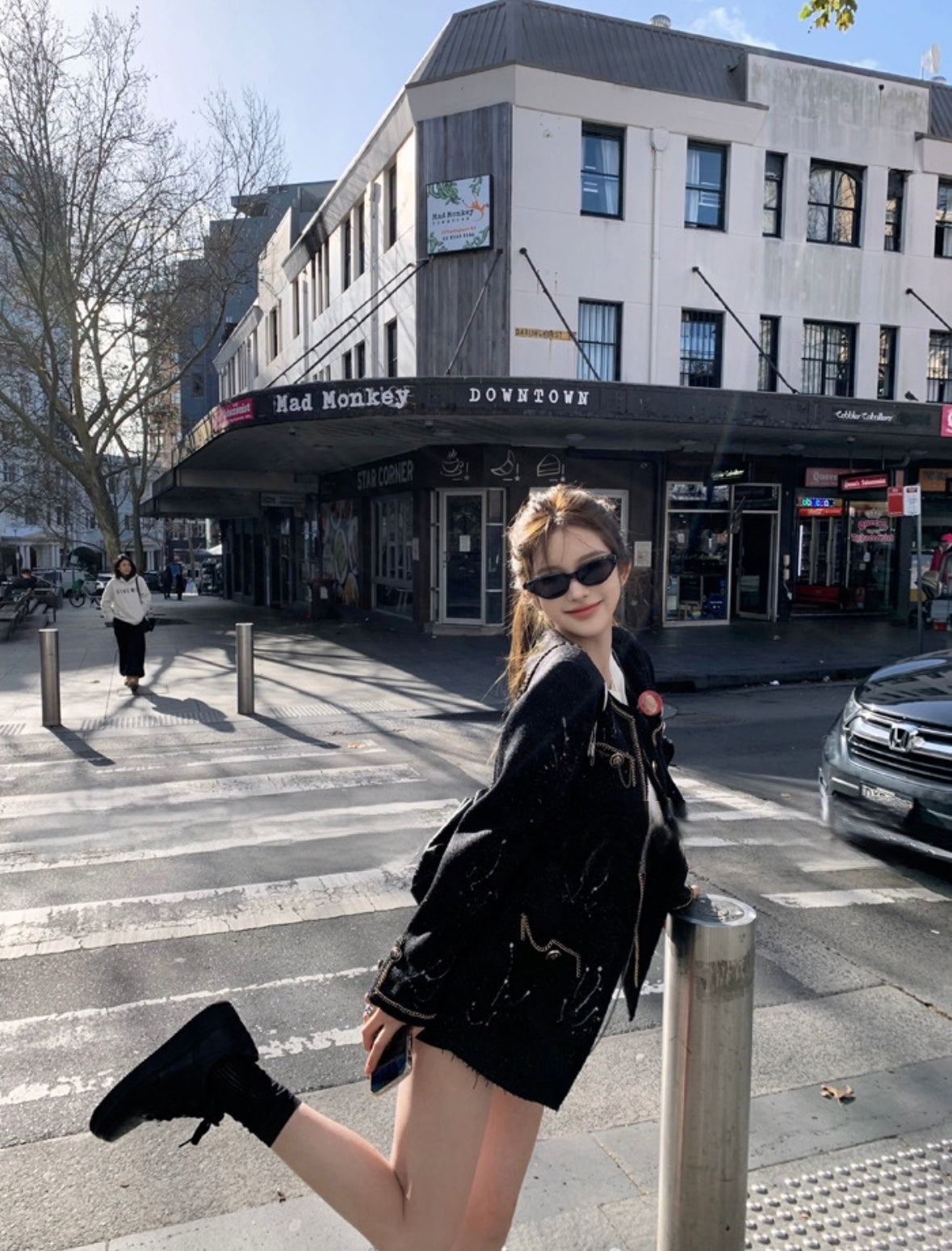 Mon. ‘’Ace jennie vintage‘’潑墨設計感金鍊小香外套