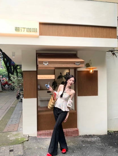 Sat. 泡泡袖彩虹點平口上衣