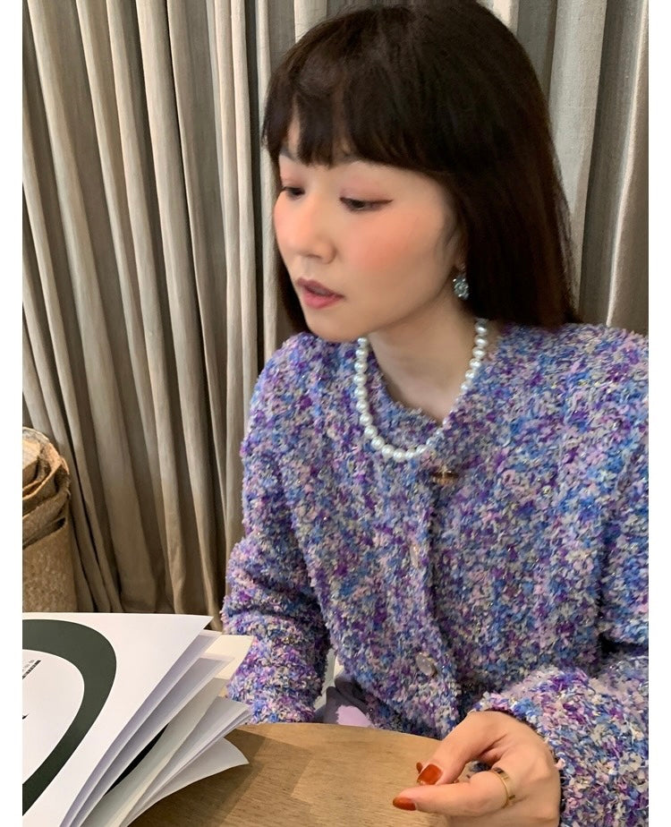 Wed. 梵高畫筆 紫花點彩肌理外套 休閒褲