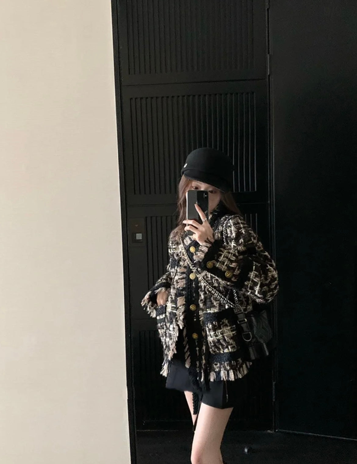 Sun. 康朋街重工黑金編織香風外套