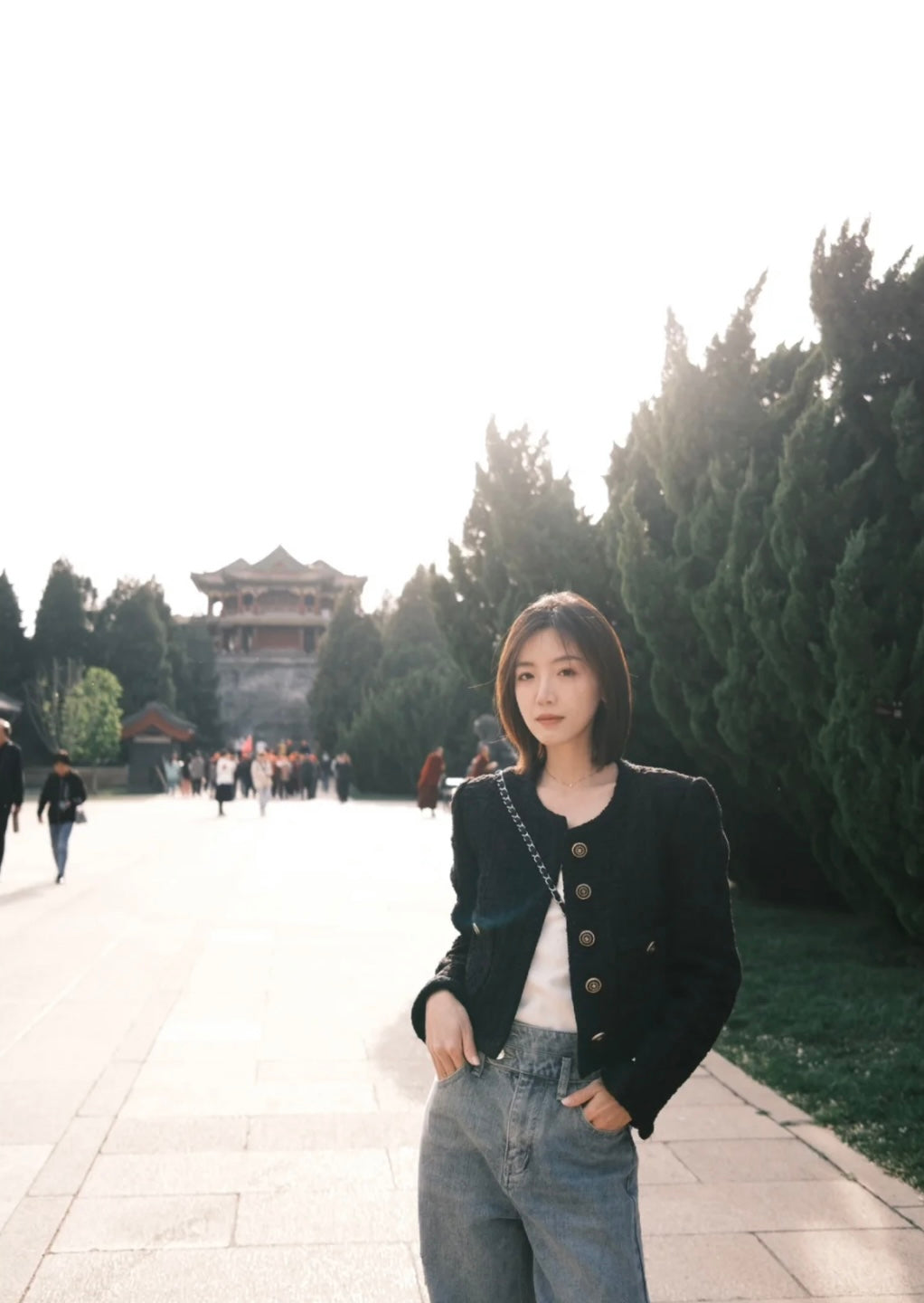 Sun. 經典黑Lady紋理編織感小香外套