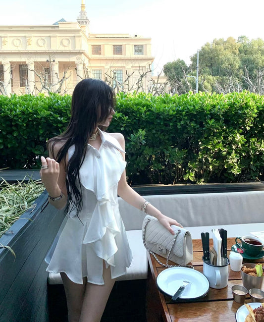 Sun. 小姊姊的愛 氣質法式高級荷葉邊修身襯衫