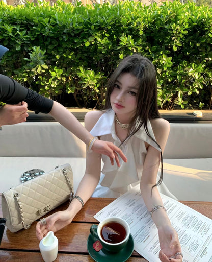 Sun. 小姊姊的愛 氣質法式高級荷葉邊修身襯衫