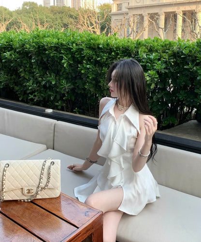 Sun. 小姊姊的愛 氣質法式高級荷葉邊修身襯衫