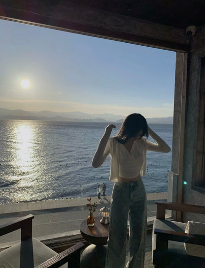 Mon. 海上太陽 高溫菱格燙鑽直筒褲